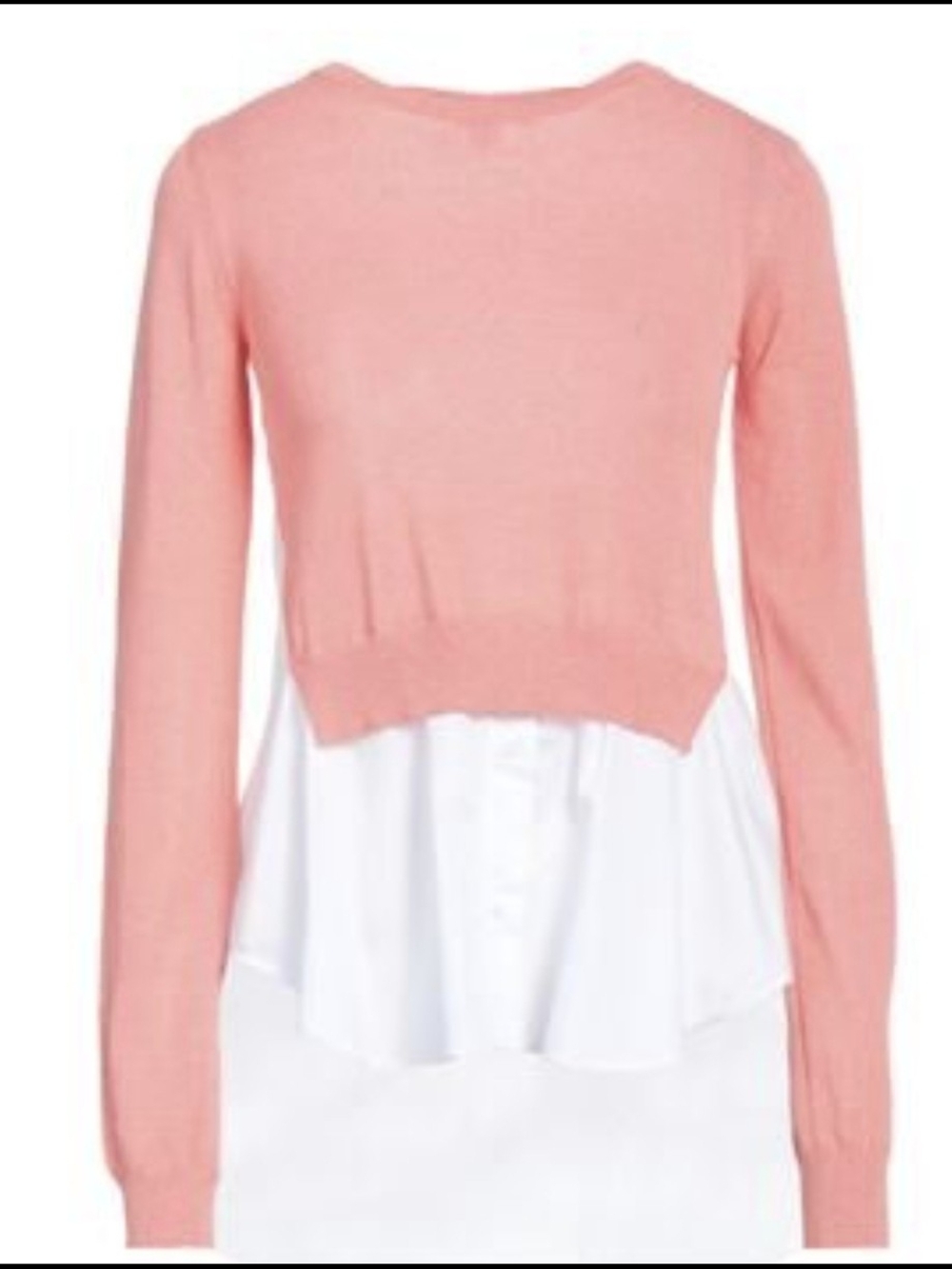 Ny And Co Pink and White Lace-Up Layered Hem Top